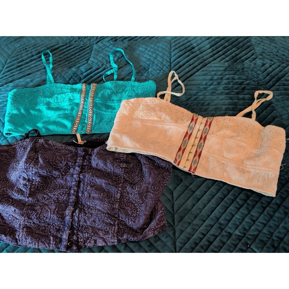 Lot 3 Cute Boho Lace Corset Camisole Tops BKE Buckle Size Large Bralette Summer